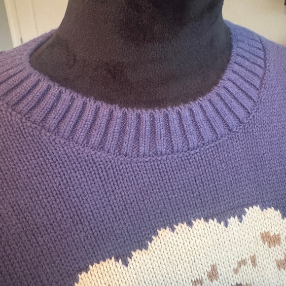 Grayson Threads Cropped style teddy bear knit sweater, blue and white womens XL - Picture 7 of 12